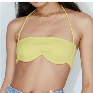 Princess Polly yellow wired halter crop top